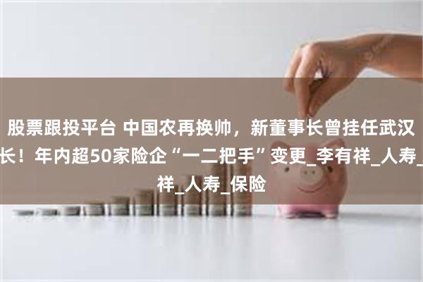股票跟投平台 中国农再换帅，新董事长曾挂任武汉副市长！年内超50家险企“一二把手”变更_李有祥_人寿_保险